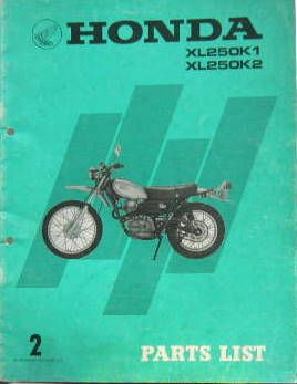 Couverture de 1977 HONDA XL 250 K1-K2 CATALOGUE DE PIECES