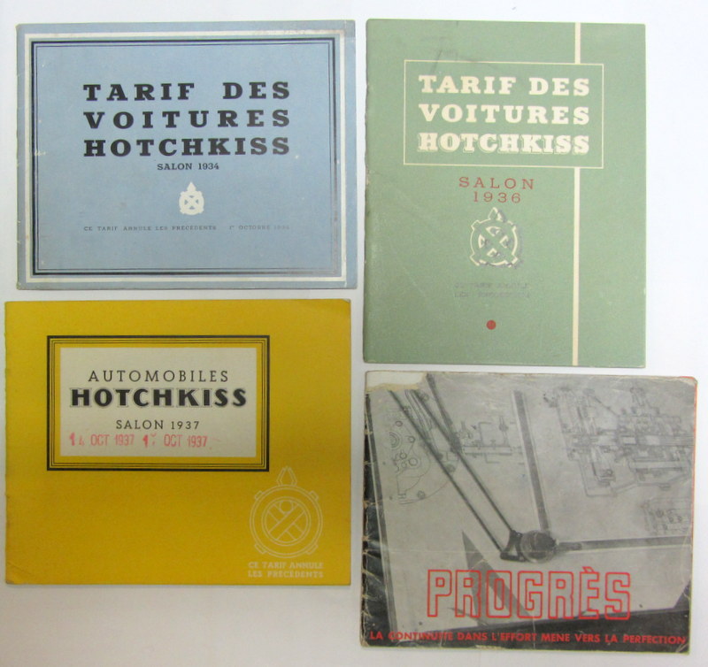 Couverture de 1934-1936-1937 HOTCHKISS TARIF DESCRIPTIF -PROGRES