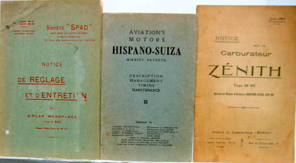 Couverture de AVION SPAD A MOTEUR HISPANO LIVRET D'ENTRETIEN + MOTEUR ET CARBURATEUR