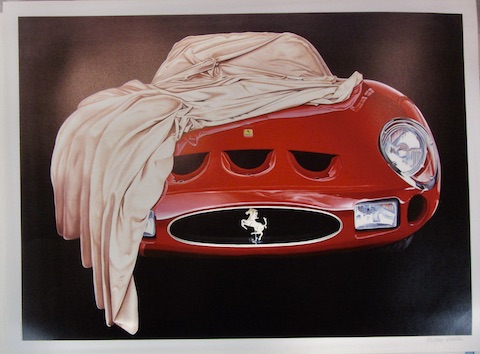 Couverture de FERRARI GTO LITHOGRAPHIE EFFET DE DRAPPE PAR WALLIS TIRE EN 300 EXEMPLAIRES SIGNE EN BAS A DROITE