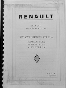 Couverture de RENAULT MONASTELLA PRIMASTELLA VIVASTELLA MANUEL DE REPARATION MR 2 A 3