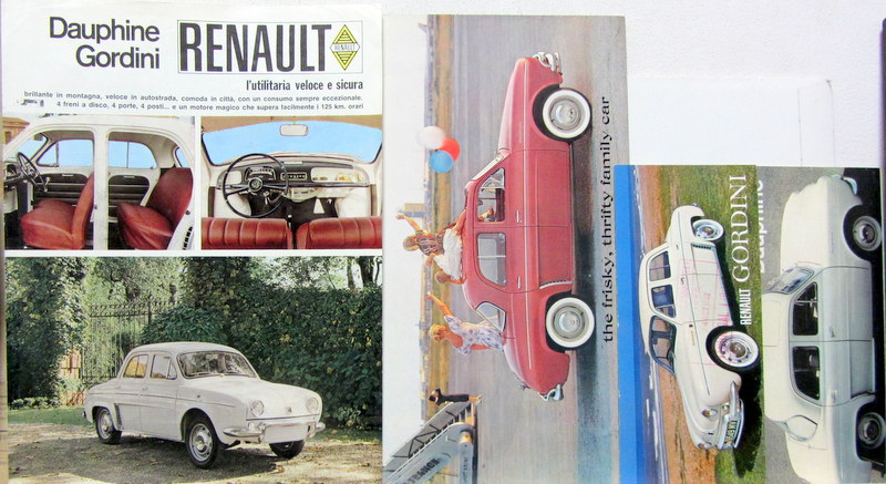 Couverture de RENAULT DAUPHINE GORDINI EN ITALIEN - GAMME 1960 4 CV DAUPHINE FLORIDE EN ANGLAIS - GORDINI EN ANGLAIS - EN ALLEMAND