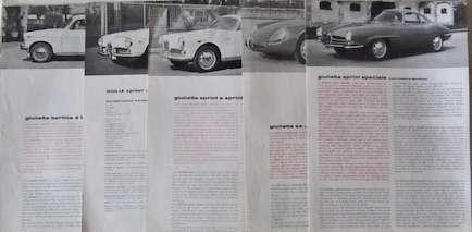 Couverture de ALFA ROMEO GUILIETTA SZ SS COUPE SPRINT ET VELOCE SPIDER BERLINA PROSPECTUS
