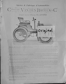 Couverture de DE DION BOUTON VIVINIUS CONSTANT VAN DEN BROECK ANVERS 3 3/10 CHEVAUX RARE PROSPECTUS