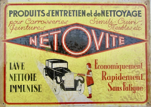 Couverture de NETOVIT PLAQUE PEINTE POUR L'ENTRETIEN DES VOITURES ENVIRON 1930