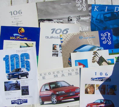 Couverture de PEUGEOT 106 CATALOGUES ET SERIE SPECIALES