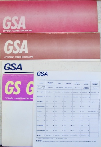 Couverture de CITROEN GS COLORIS TEINTES ET GARNITURES