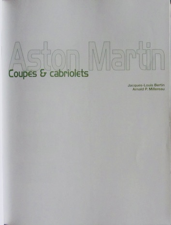 Couverture de ASTON MARTIN COUPES ET CABRIOLETS CHEZ ETAI
