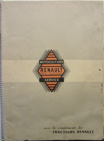 Couverture de 1957 MOTOCULTURE RENAULT GRAND CALENDRIER AVEC 4 PLANCHES D22 E30 D30 D35 DESSINS DE A.BRUNET COMPLET