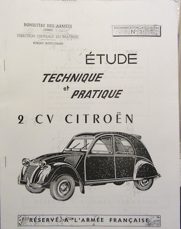 Couverture de CITROEN 2CV  REVUE TECHNIQUE ET PRATIQUE RESERVEE A L'ARMEE FRANCAISE