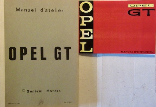 Couverture de 1968-10 OPEL GT LIVRET D'ENTRETIEN EN COPIES RELIEES ET MANUEL EN COPIE