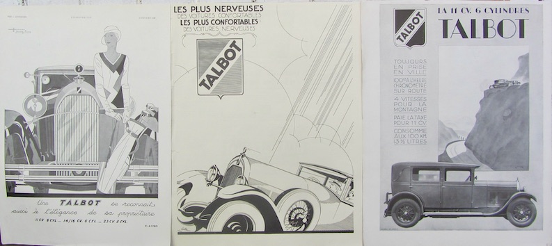 Couverture de TALBOT 3 PUBLICITEES DECOUPEES DANS LES REEVUE D'EPOQUE