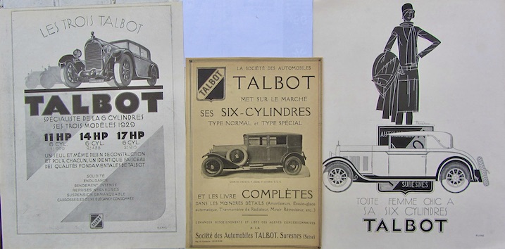 Couverture de TALBOT 3 PUBLICITEES DECOUPEES DANS LES REVUES D'EPOQUE