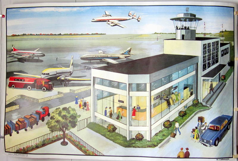 Couverture de L'AEROGARE PLANCHE SCOLAIRE ILLUSTRATIONS BONMATI ET MICHEL