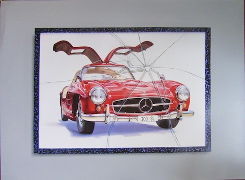 Couverture de MERCEDES 300 SL  LITHOGRAPHIE EFFET DE VERRE BRISE  PAR WALLIS TIRE EN 300 EXEMPLAIRES SIGNEE EN BAS A DROITE