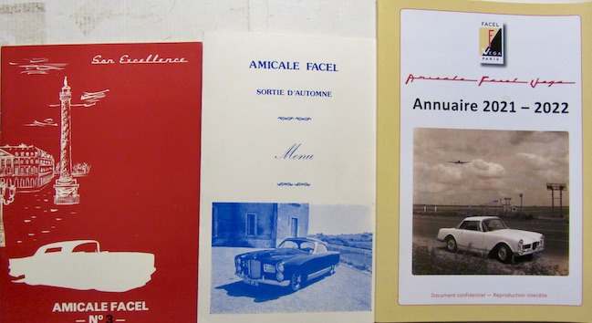Couverture de FACEL VEGA BULLETINS SON EXELLENCE _ MENUS _ ANNUAIRES