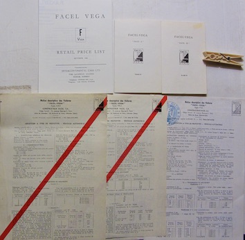 Couverture de 1961 FACEL VEGA HK2 FICHE DES MINES _ TARIF
