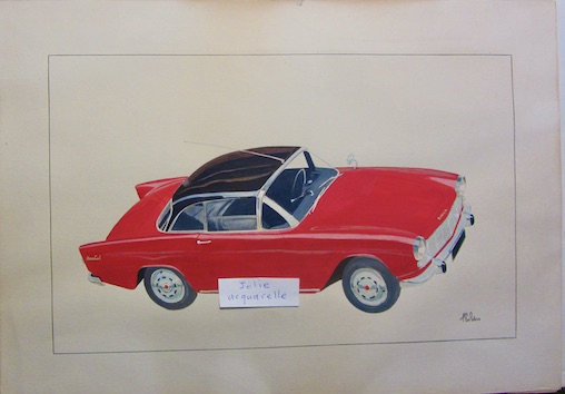 Couverture de SIMCA PLEIN CIEL JOLIE ACQUARELLE ORIGINALE A ENCADRER