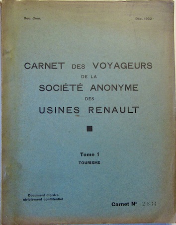 Couverture de RENAULT 1932 CARNET DES VOYAGEURS TOURISME DESCRIPTION ET COMPARATIF PAR MODELE AVEC CITROEN MATHIS PEUGEOT FORD DONNET ETC...