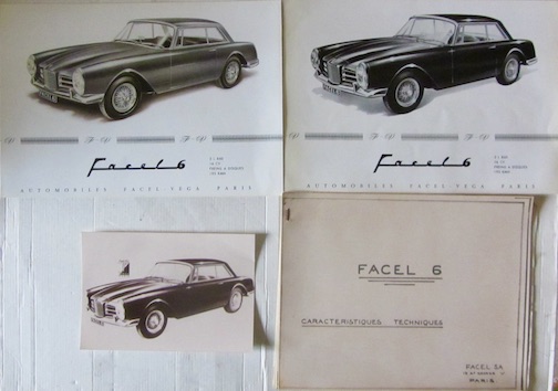 Couverture de FACEL 6 CATALOGUE ORIGINAL + PHOTO ET LISTING D'EPOQUE