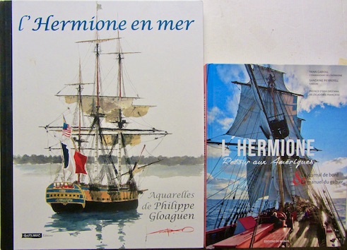 Couverture de L'HERMIONE EN MER ACQUARELLES DE P.GLOAGUEN  _ RETOUR AUX AMERIQUES