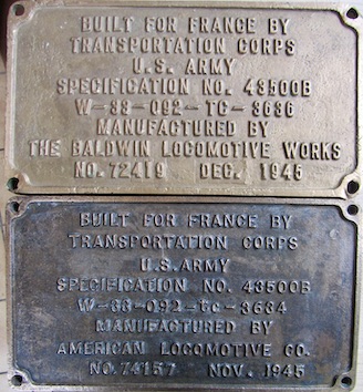 Couverture de SNCF LOCOMITIVE PLAQUE DE TRANSPORT DE US ARMY DE CES BRAVES AMERICAINES DE BALDWIN AMERICAN CO 1945