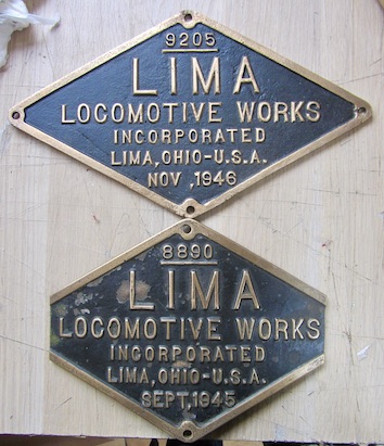 Couverture de PLAQUE DE LOCOMOTIVES CES BRAVES AMERICAINES LIMA OHIO 1945 ET 1946
