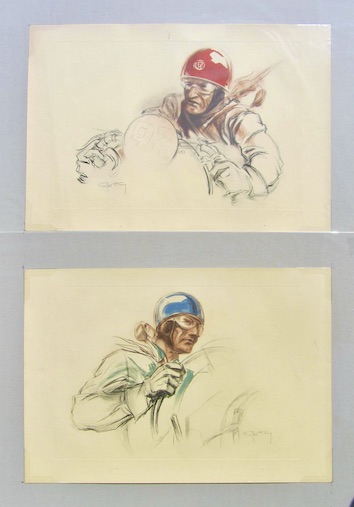 Couverture de PILOTE BENOIT SUR BUGATTI ET PILOTE MOTO GEO HAM ORIGINALE LITHOGRAPHIE