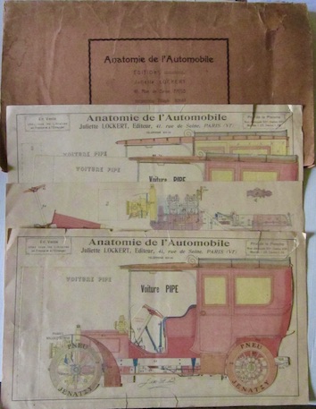 Couverture de ANATOMIE DE L'AUTOMOBILE VOITURE PIPE 1910? PLANCHES A SYSTEME DE JULIETTE LOCKERT