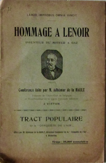 Couverture de HOMMAGE A LENOIR INVENTEUR DU MOTEUR A GAZ