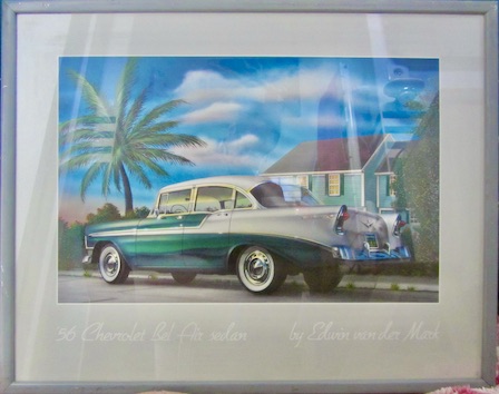 Couverture de CHEVROLET BEL AIR SEDAN 1956 DESSIN ENCADRE DE EDWIN VAN DEN MARK