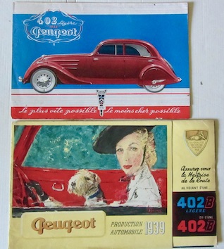 Couverture de 1939 PEUGEOT 402 B _ 402 LEGERE CATALOGUE