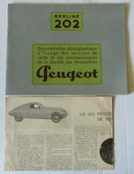 Couverture de 1938 BERLINE 202 DOCUMENTATION PHOTO POUR LES VENDEURS _LA 202 DE RECORD DARL'MAT ARICLE DE REVUE 1948