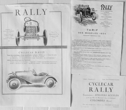 Couverture de PUBLICITÉ CYCLECAR RALLY A COLOMBES