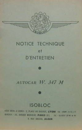 Couverture de ISOBLOC AUTOCAR W 347 M