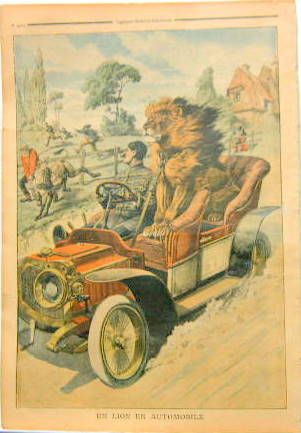 Couverture de 1909 UN LION EN AUTOMOBILE A DUSSELDORF
