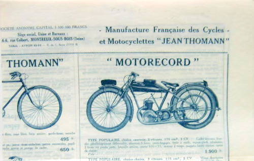 Couverture de THOMANN CYCLE ET MOTO DEPLIANT