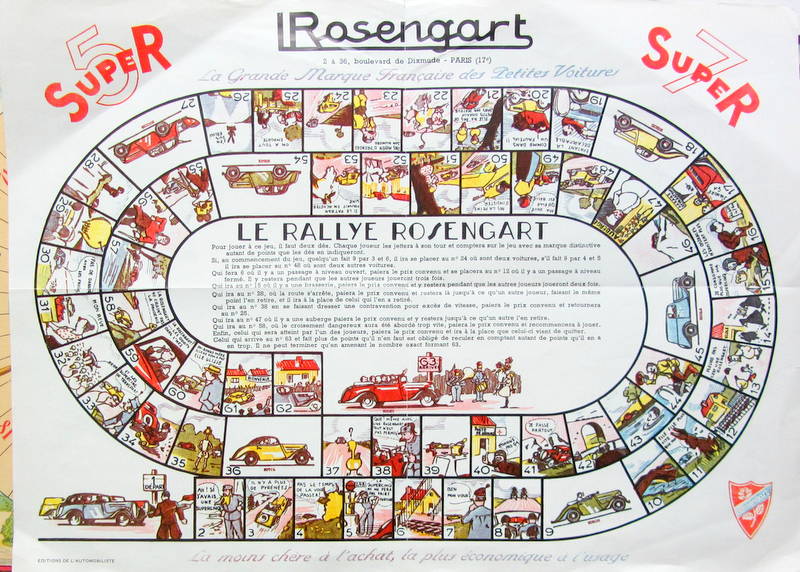 Couverture de ROSENGART LE RALLYE ROSENGART (JEU DE L'OIE) REEDITION DE L'AUTOMOBILISTE