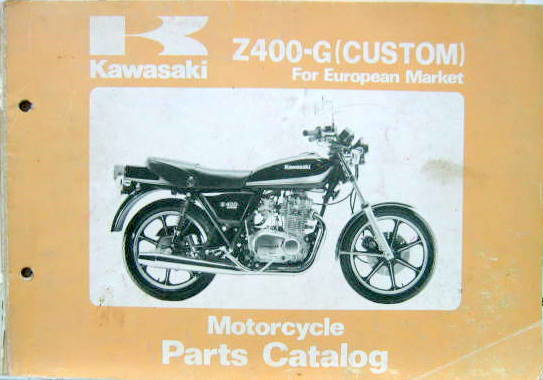 Couverture de 1979 KAWASAKI Z 400 G CUSTOM FOR EUROPEEN MARKET CATALOGUE DE PIECES DETACHEES EN ANGLAIS