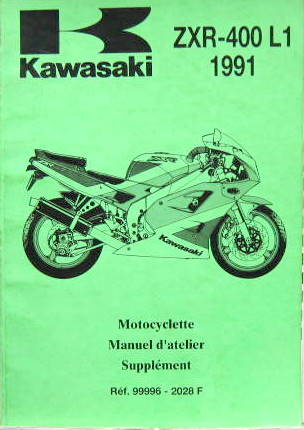 Couverture de 1991 KAWASAKI ZXR 400 L1 SUPPLEMENT AU MANUEL D'ATELIER