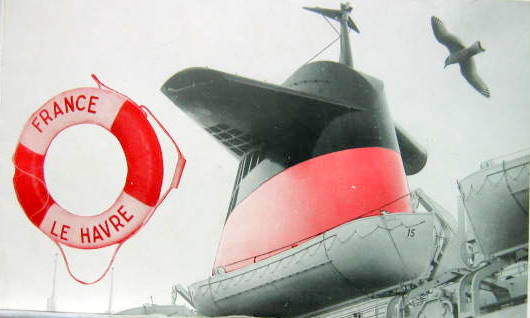 Couverture de 1961 PLAQUETTE DU LANCEMENT DU FRANCE 
AVEC TIMBRE DU FRANCE A 0,30FR TAMPONNE DU VOYAGE INAUGURAL