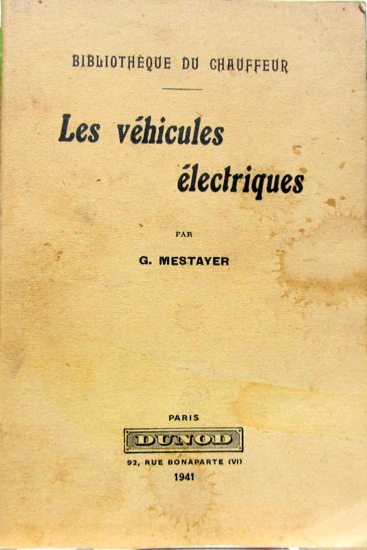 Couverture de 1941 LES VEHICULES ELECTRIQUES PAR G.MESTAYER
