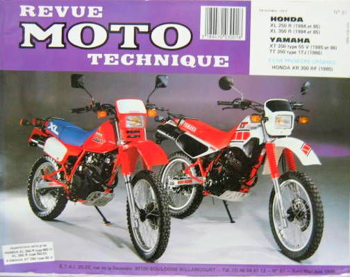 Couverture de 61 RMT HONDA XL 250R 1984 ET 85-XL 350R 1984ET 85 YAMAHA XT 350 TYPE 56V 1985 ET 86 TT350 TYPE 1TJ 1986 FICHE HONDA XR 350RF
