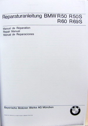 Couverture de 1966-3 BMW R50 R60 R50S R69S MANUEL DE REPARATION EN ALLEMAND FRANCAIS ANGLAIS  ESPAGNOL EN PHOTOCOPIE RELLIEE