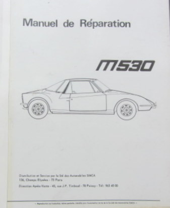 Couverture de MATRA 530 MANUEL DE REPARATION EN COPIES RELIEES