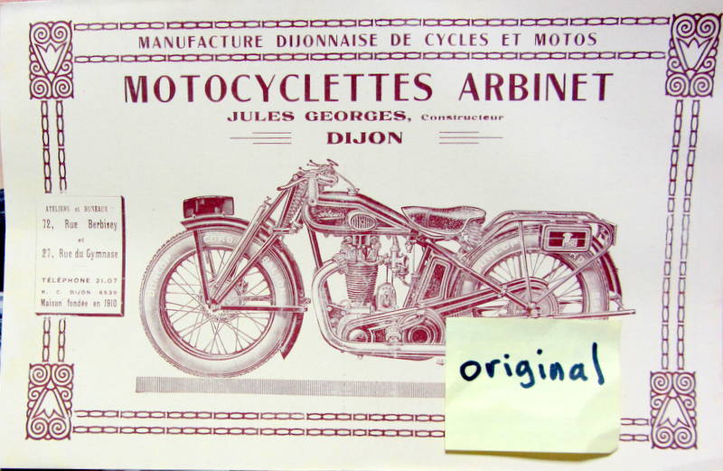 Couverture de MOTO ARBINET JULES GEORGES A DIJON 175-250-350-500 A MOTEUR ZURCHER 4 TEMPS