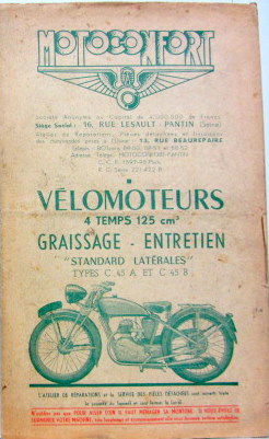 Couverture de MOTOCONFORT 125 CM3 STANDARD LATERALES C45A C45B LIVRET D'ENTRETIEN 
4 TEMPS  U 46C  U2C LIVRET D'ENTRETIEN