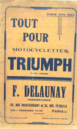 Couverture de 1931-1932 TRIUMPH TYPE ARMEE 
CATALOGUE DE PIECES DETACHEES