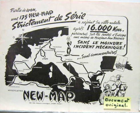 Couverture de 1953 NEW MAP 16000 KM EN 175 CM3  AU DOS DESSIN DE BONNE ANNEE DE CAMY PROSPECTUS