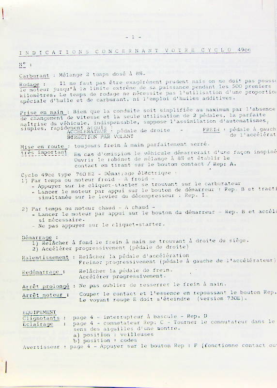 Couverture de LAMBRETTA ? CYCLOMOTEUR NOTICE D'ENTRETIEN SANS MARQUE CYCLO 49 CC AVEC VOLANT ET PEDALES TYPE 760E2 - 730E